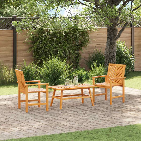 vidaXL Conjunto de Lounge de Jardim 3 pcs Castanho
