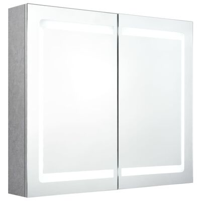 vidaXL Armário espelhado casa de banho LED 80x12x68cm cinzento cimento