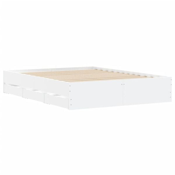 vidaXL Estrutura de cama c/ gavetas 140x190cm derivados madeira branco