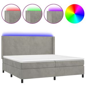 vidaXL Cama box spring c/ colch&atilde;o/LED 200x200 cm veludo cinzento-claro