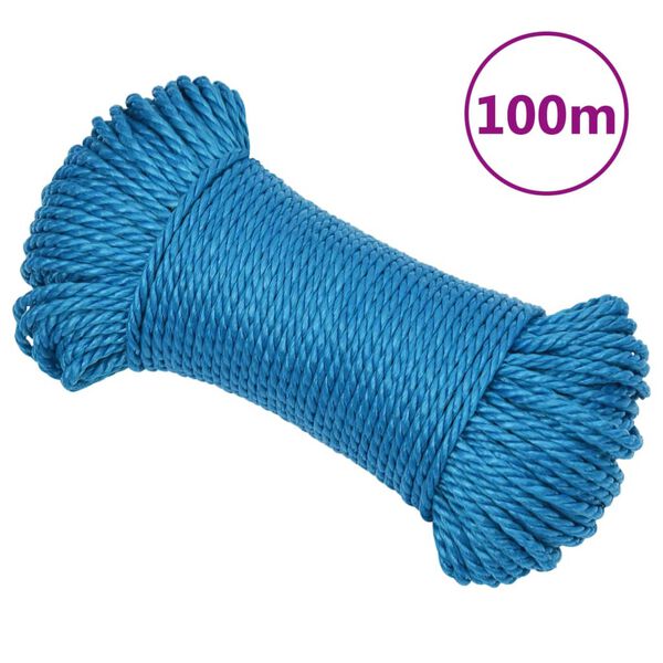 vidaXL Corda de trabalho 6 mm 100 m polipropileno azul