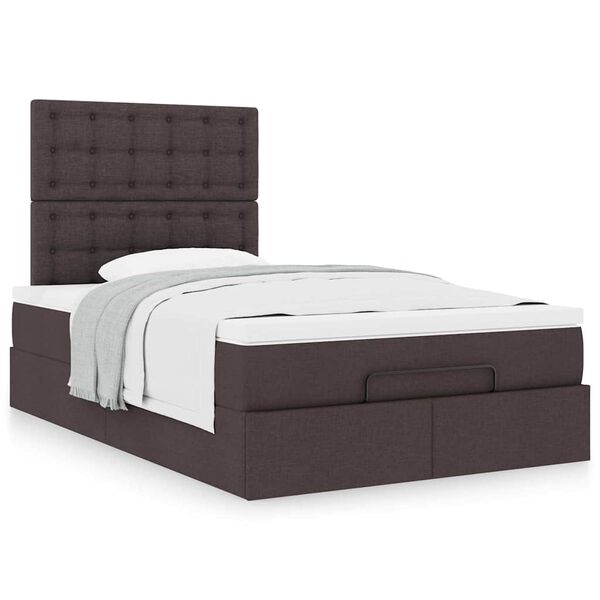 vidaXL Estrutura cama otomana colch&atilde;o 120x200cm tecido castanho escuro