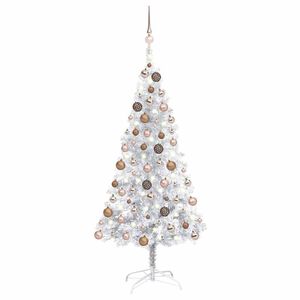 vidaXL &Aacute;rvore Natal artificial pr&eacute;-iluminada c/bola 120cm PET prateado