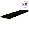 vidaXL Tapetes de escada 12 pcs 110x25x2 cm carvalho castanho-preto