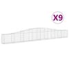 vidaXL Cestos gabi&atilde;o arqueados 9 pcs 400x30x40/60 cm ferro galvanizado