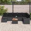 vidaXL Conjunto de Sof&aacute; de Jardim com almofada 9 pcs Preto vime PE
