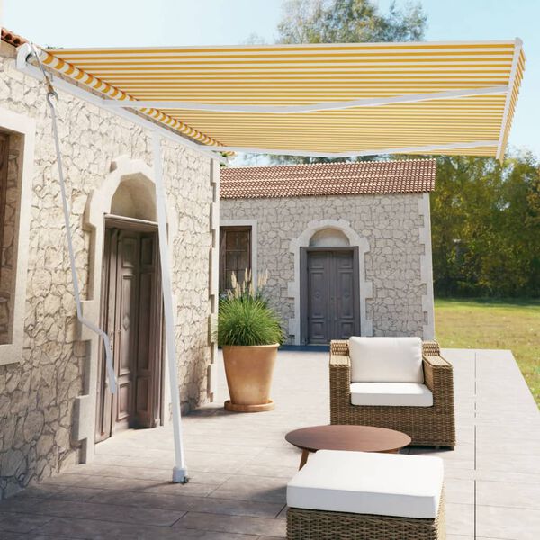 vidaXL Toldo automático independente 350x250 cm amarelo e branco