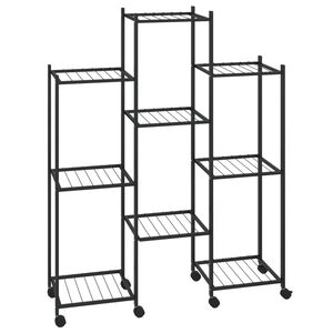 vidaXL Suporte de vasos c/ rodas 83x25x103,5 cm ferro preto