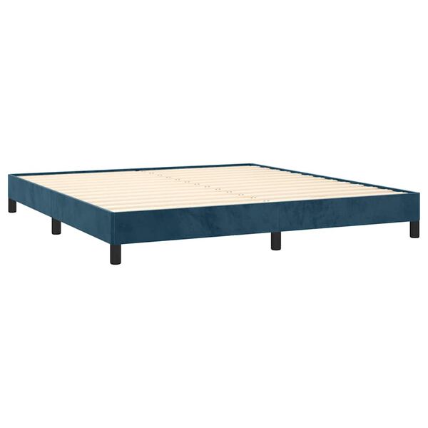 vidaXL Estrutura de cama sem colch&atilde;o 160x200 cm veludo azul-escuro