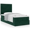 vidaXL Estrutura de cama otomana colch&otilde;es 90x200cm veludo verde escuro
