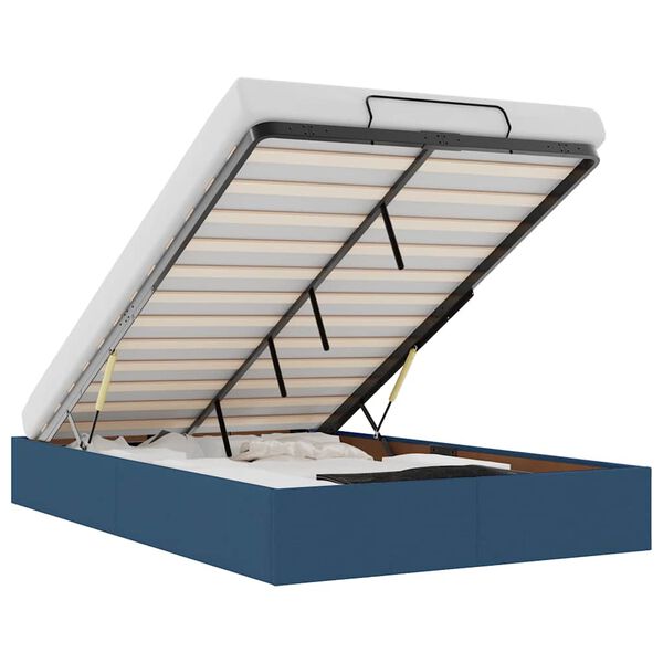 vidaXL Estrutura de cama otomana sem colch&atilde;o 120x190 cm tecido azul