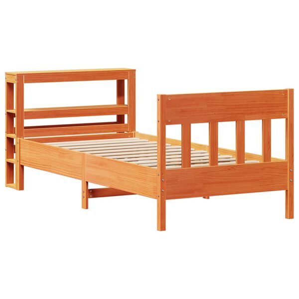 vidaXL Cama sem colch&atilde;o 100x200 cm pinho maci&ccedil;o castanho-mel