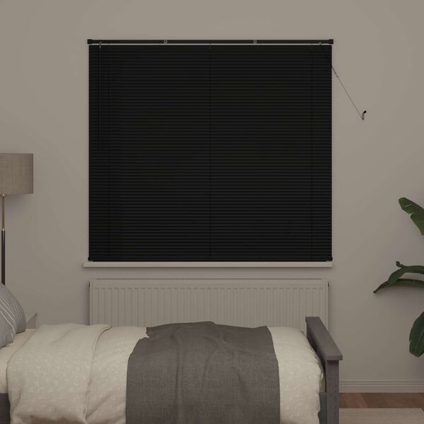 vidaXL Cortina Veneziana Manual Ajust&aacute;vel Preto 150 x 150 cm PVC