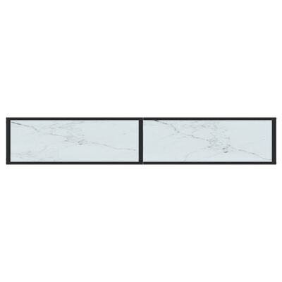 vidaXL Mesa consola mármore branco 200x35x75,5 cm vidro temperado