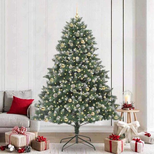 vidaXL &Aacute;rvore de Natal Artificial Verde 240 cm PVC, Pl&aacute;stico e A&ccedil;o