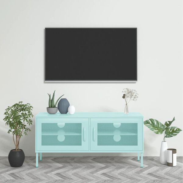 vidaXL Móvel de TV aço 105x35x50 cm verde-hortelã