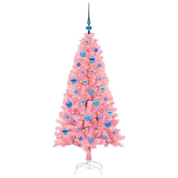 vidaXL &Aacute;rvore de Natal com 150 LEDs com suporte Rosa 150 cm PVC