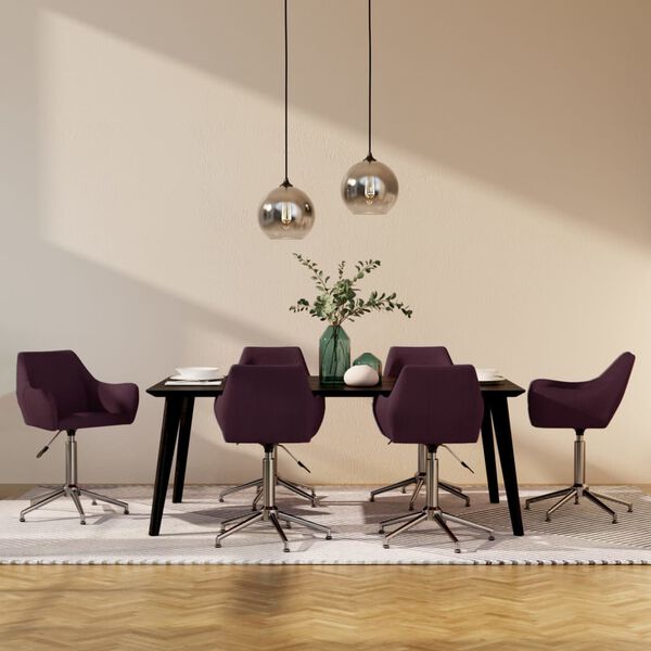 vidaXL Cadeiras de jantar girat&oacute;rias 6 pcs tecido roxo