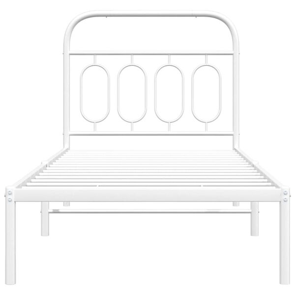 vidaXL Estrutura de cama com cabeceira 90x200 cm metal branco