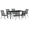 vidaXL Conjunto de Jantar para Jardim 7 unid. Preto A&ccedil;o revestido a p&oacute;
