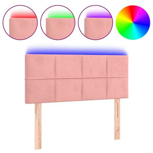 vidaXL Cabeceira de cama c/ luzes LED veludo 90x5x78/88 cm rosa