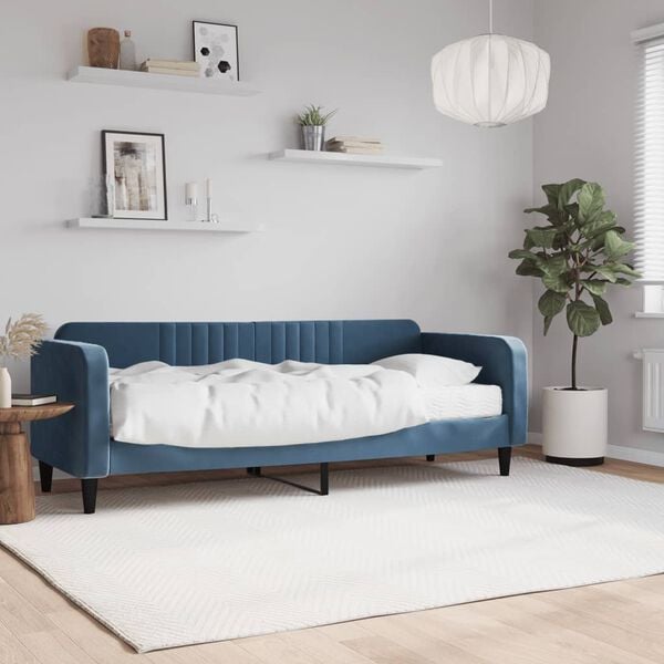 vidaXL Sof&aacute;-cama com colch&atilde;o 80x200 cm veludo azul