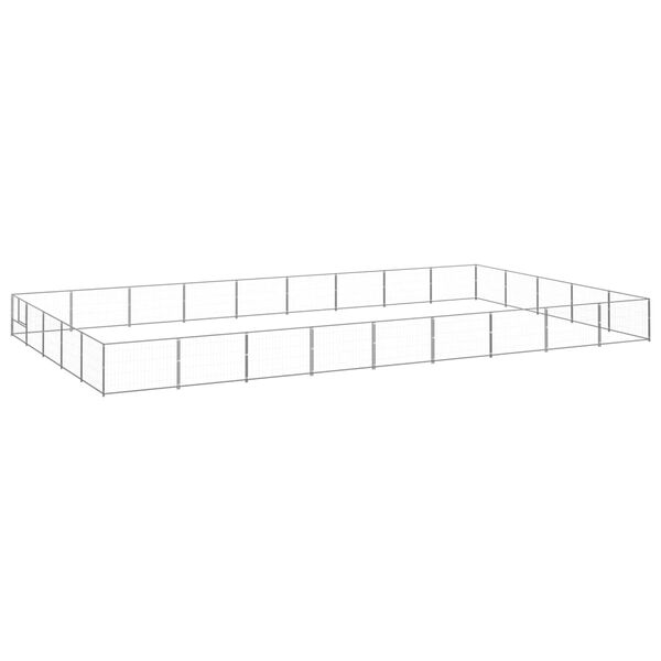 vidaXL Canil para c&atilde;es 45 m&sup2; a&ccedil;o prateado