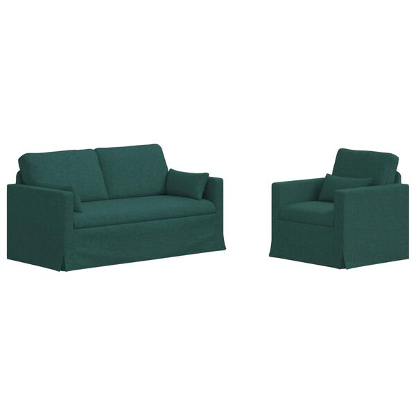 vidaXL Sof&aacute; 2 pcs Verde Escuro 158 x 78 x 80 cm tecido