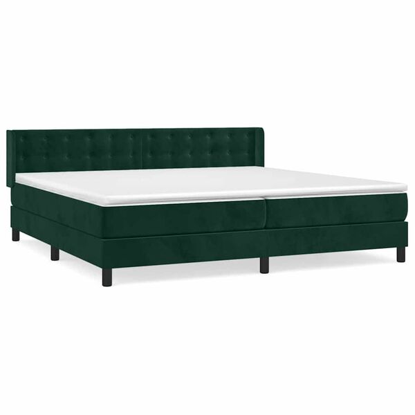 vidaXL Cama com molas/colch&atilde;o 200x200 cm veludo verde-escuro