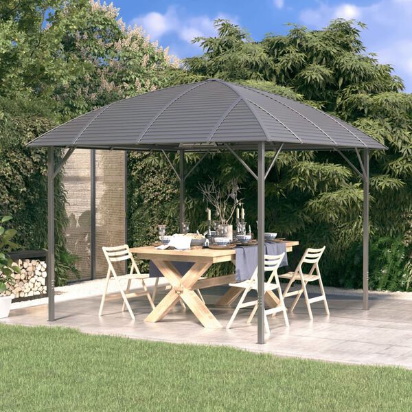 vidaXL Gazebo com telhado em arco 3x3 m antracite