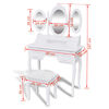 vidaXL Toucador com banco e 3 espelhos branco