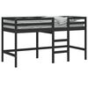 vidaXL Cama alta p/ crian&ccedil;a c/ escada 80x200 cm pinho maci&ccedil;o preto