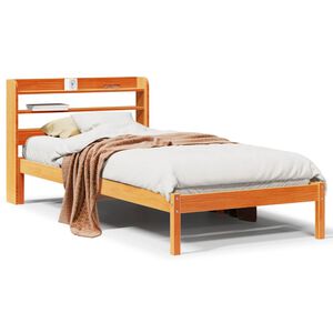 vidaXL Estrutura cama c/ cabeceira 75x190 cm pinho maci&ccedil;o castanho-mel