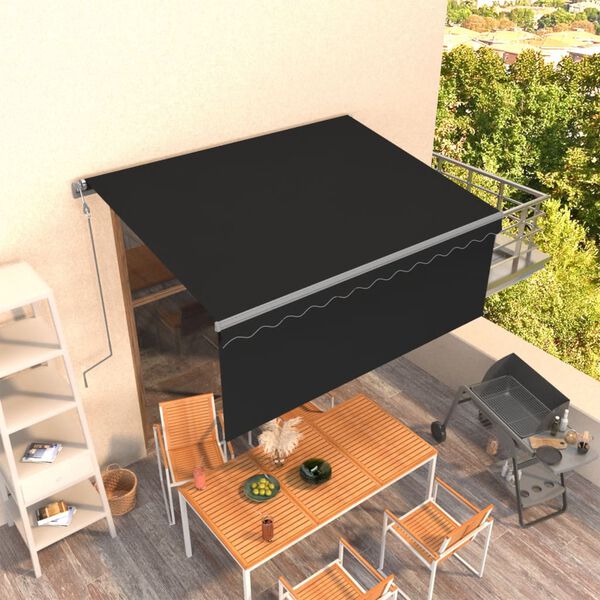 vidaXL Toldo retr&aacute;til autom&aacute;tico com estore 3x2,5 m antracite