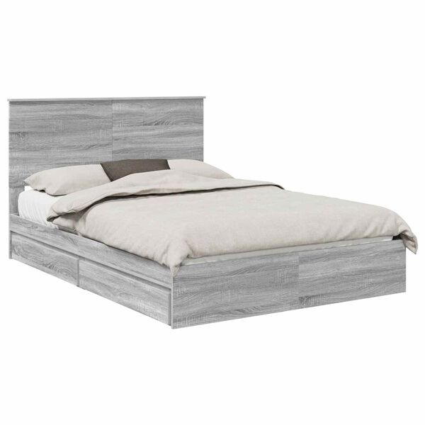 vidaXL Cama com Armazenamento com cabeceira Cinza Sonoma 160 x 200 cm