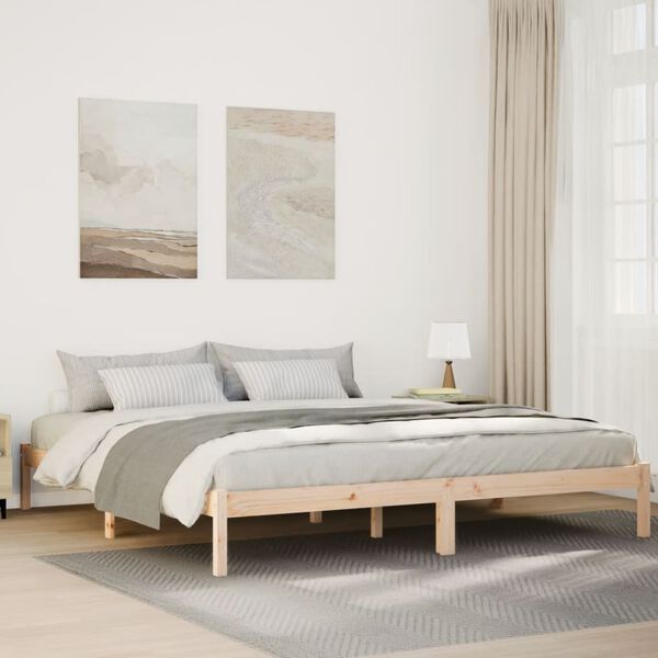 vidaXL Cama extra longa sem colch&atilde;o 180x210 cm madeira de pinho maci&ccedil;a