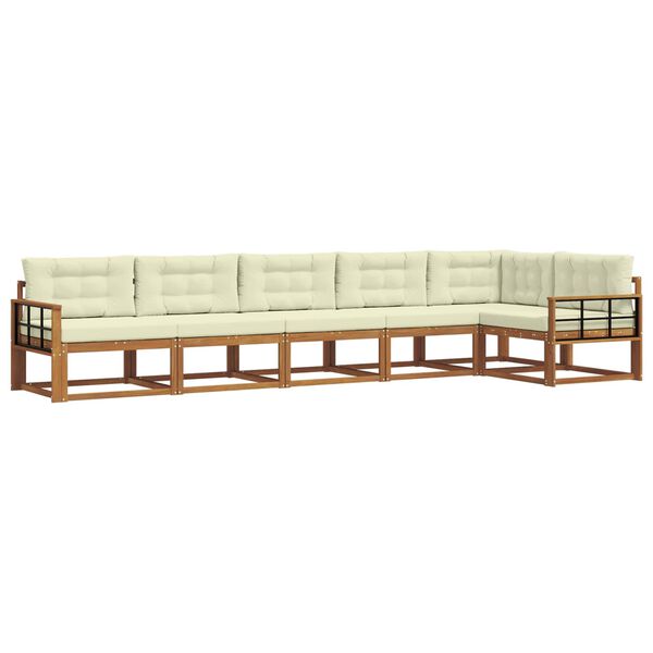 vidaXL Conjunto de Sof&aacute;s para Exterior 6 pcs Natural e Creme