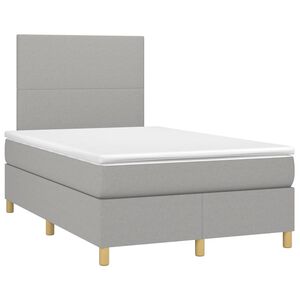 vidaXL Cama boxspring com colch&atilde;o 120x190 cm tecido cinzento-claro