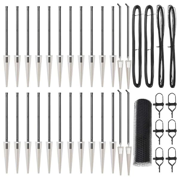 vidaXL Poste de Cerca Cinzeto 50 x 1 m (malha de 25 mm) A&ccedil;o e PVC