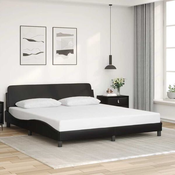 vidaXL Estrutura de cama Dover 180x200cm couro artificial preto