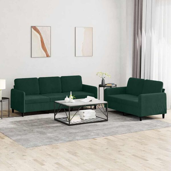 vidaXL 2 pcs conjunto de sof&aacute;s veludo verde-escuro