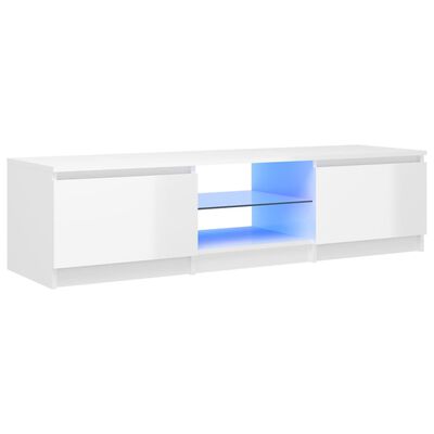 vidaXL Móvel de TV com luzes LED 140x40x35,5 cm branco brilhante