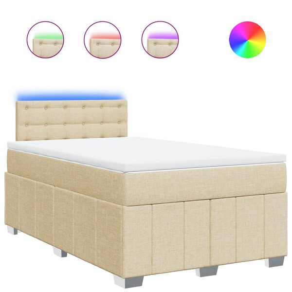 vidaXL Cama boxspring com colch&atilde;o 120x190 cm tecido cor creme