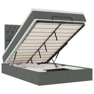 vidaXL Estrutura cama otomana colch&atilde;o 120x200cm tecido cinzento escuro