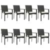 vidaXL 9 pcs conjunto de jantar p/ jardim c/ almofad&otilde;es vime PE preto