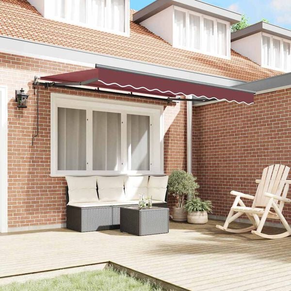 vidaXL Toldo Retr&aacute;til Borgonha 350 x 200 cm tecido