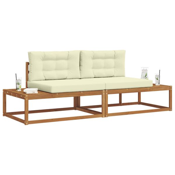 vidaXL Conjunto de Sof&aacute;s para Exterior 2 Pe&ccedil;a Natural e Creme