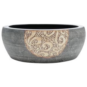 vidaXL Lavat&oacute;rio de bancada redondo &Phi;41x14 cm cer&acirc;mica preto/castanho