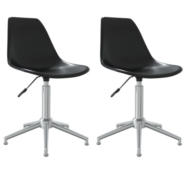 vidaXL Cadeiras de jantar girat&oacute;rias 2 pcs PP preto