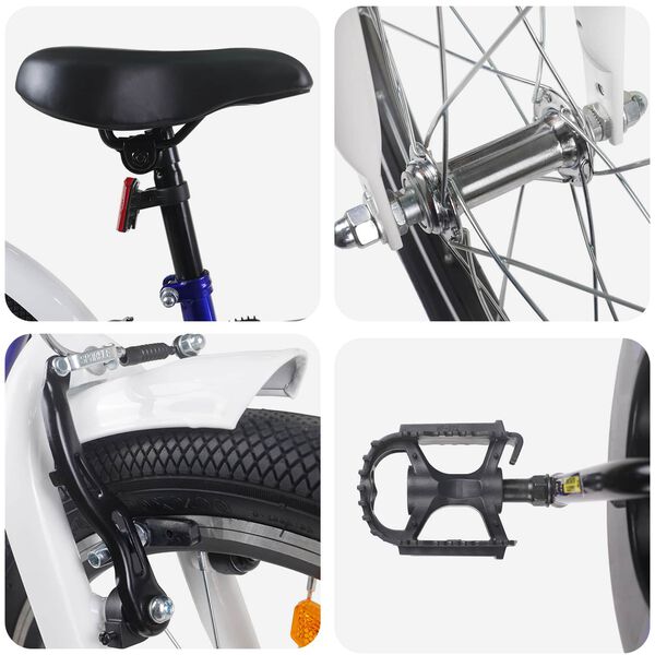 vidaXL Bicicleta Infantil 24 Polegadas para 8-12 anos Azul Branco